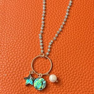 Elegant Gold and Blue Necklace and Earring setSet